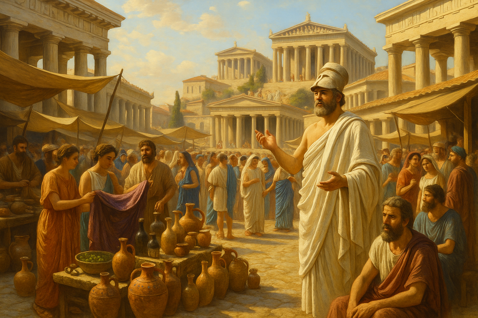 Ancient Athens agora marketplace in 432 BC