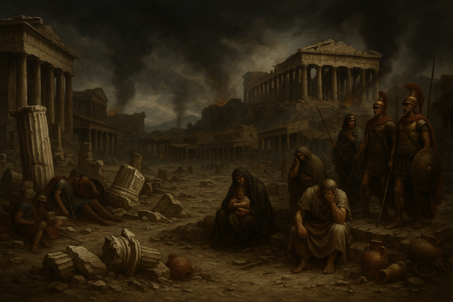 The fall of Athens after the Peloponnesian War