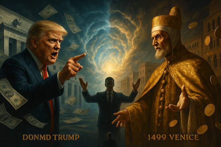 Dramatic comparison between Trump firing Fed Governor and Venetian Doge attacking banking independence