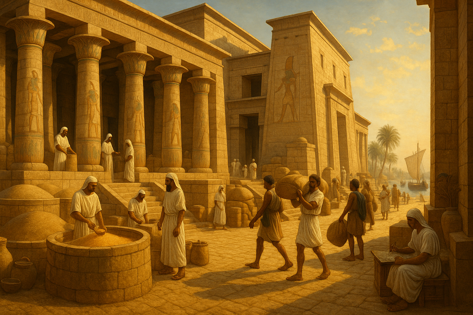 Ancient Egyptian temple complex showing the economic power of the priesthood