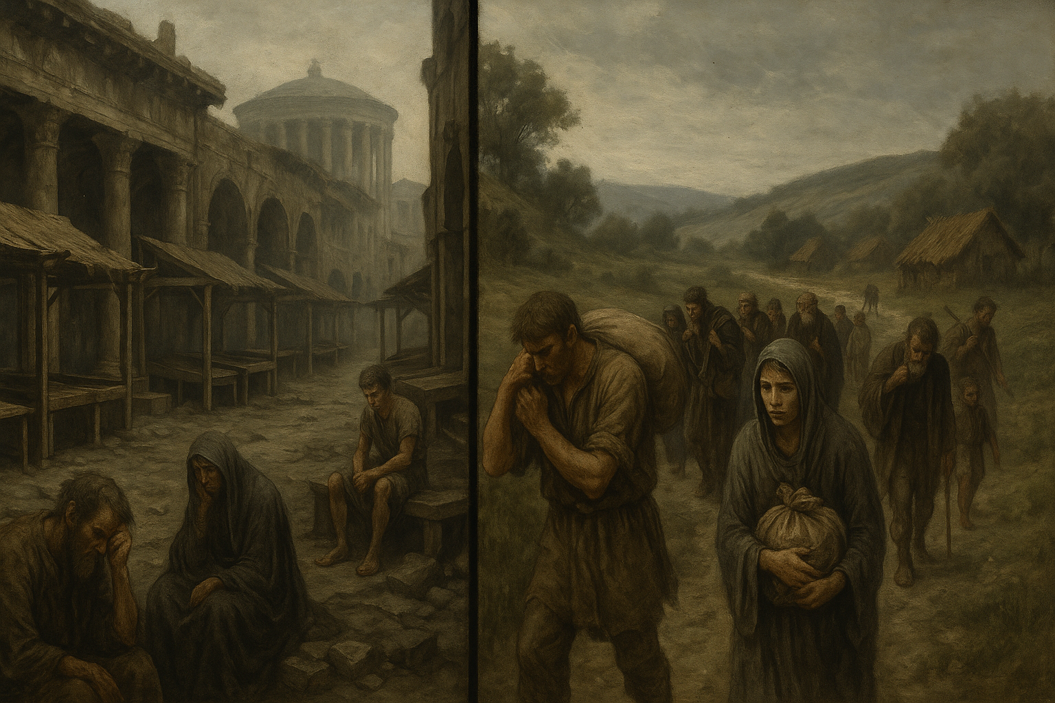 The collapse of Roman urban life and retreat to the countryside