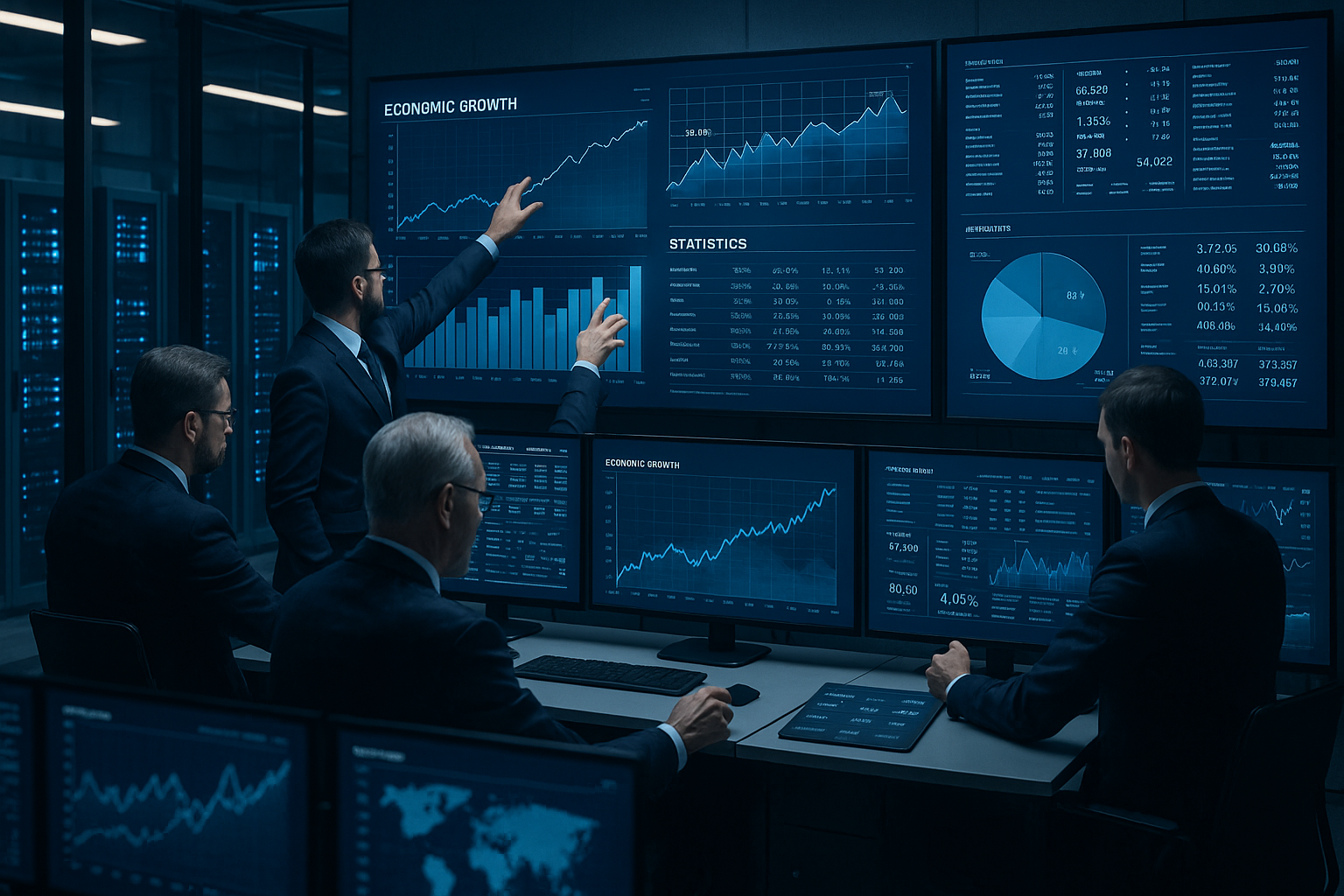 Modern government officials controlling data and statistics