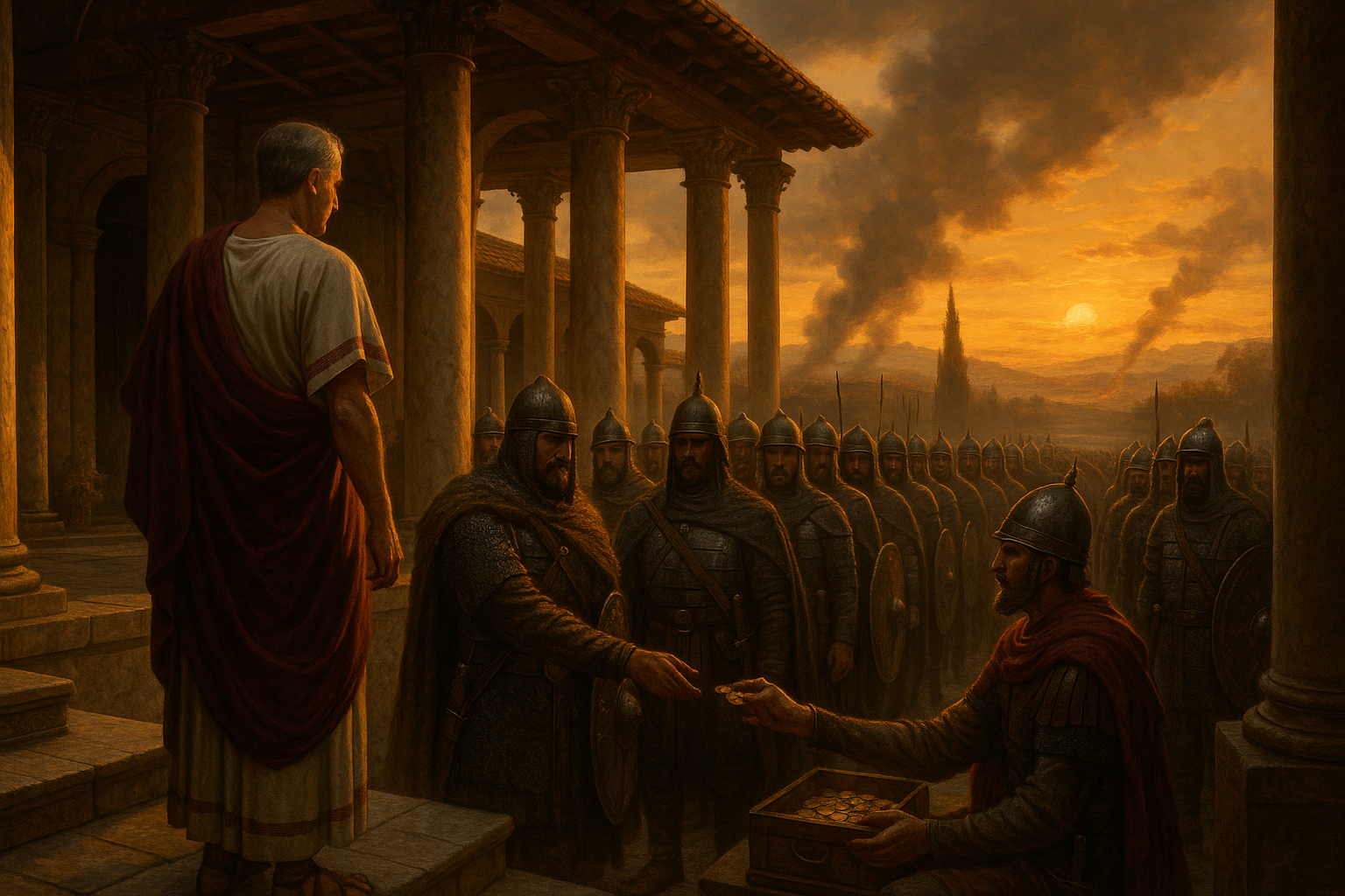 Late Roman Empire villa with bucellarii private army