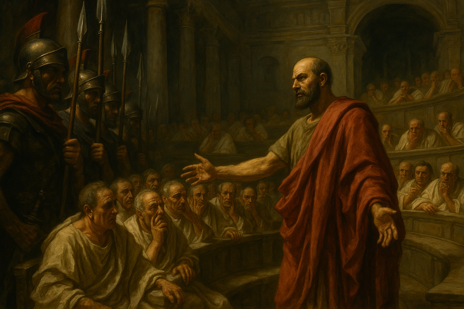 Didius Julianus demanding the Senate make him emperor