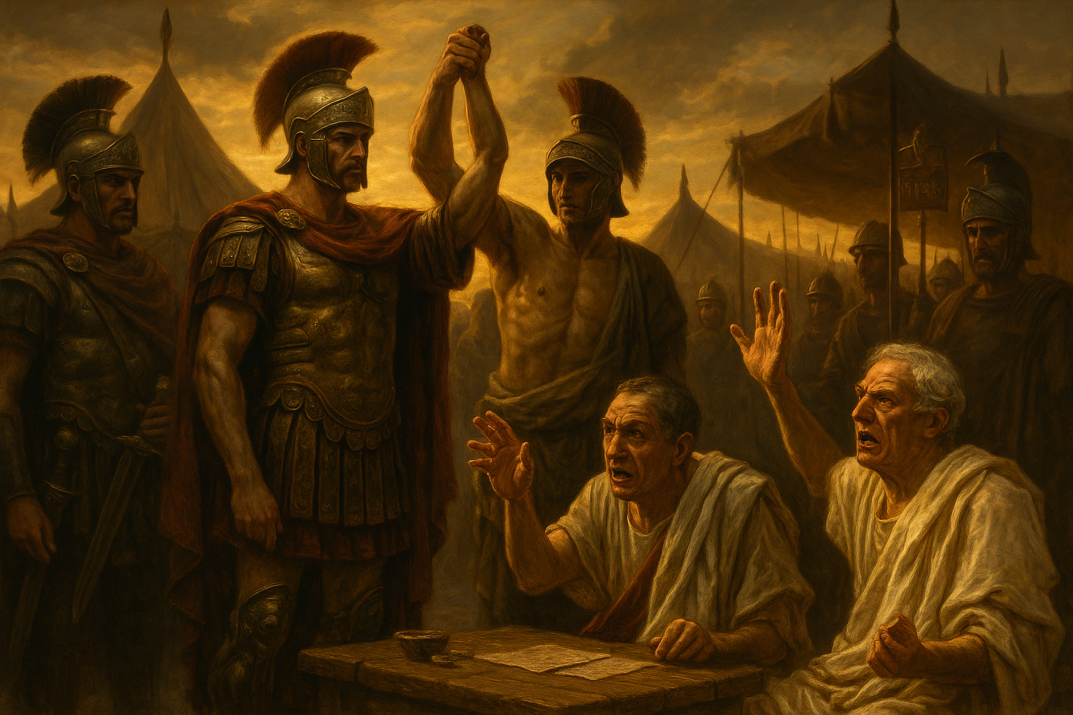 The Auction of the Roman Empire - Praetorian Guards selling the throne to the highest bidder
