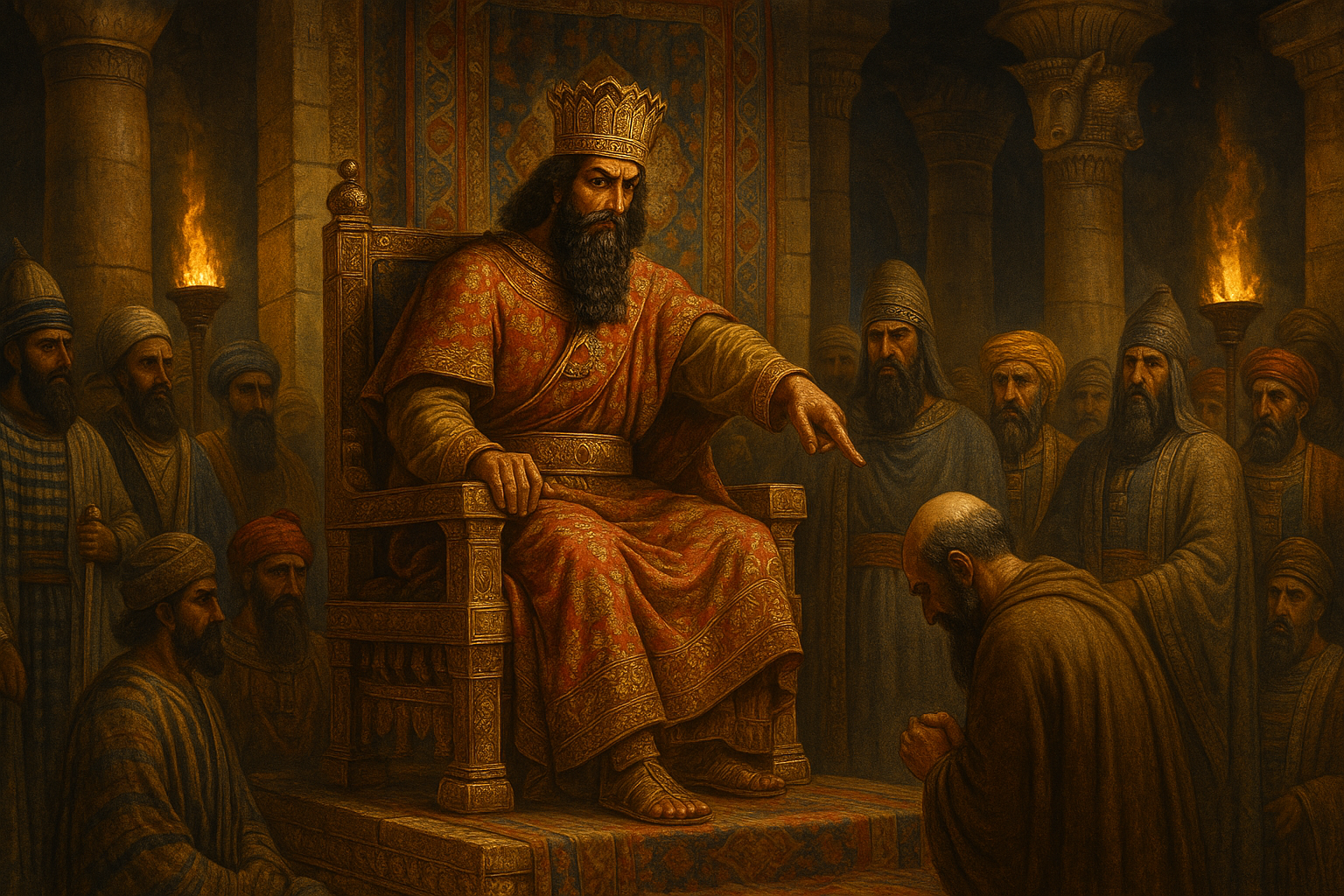 King Cambyses II pronouncing judgment on corrupt judge Sisamnes