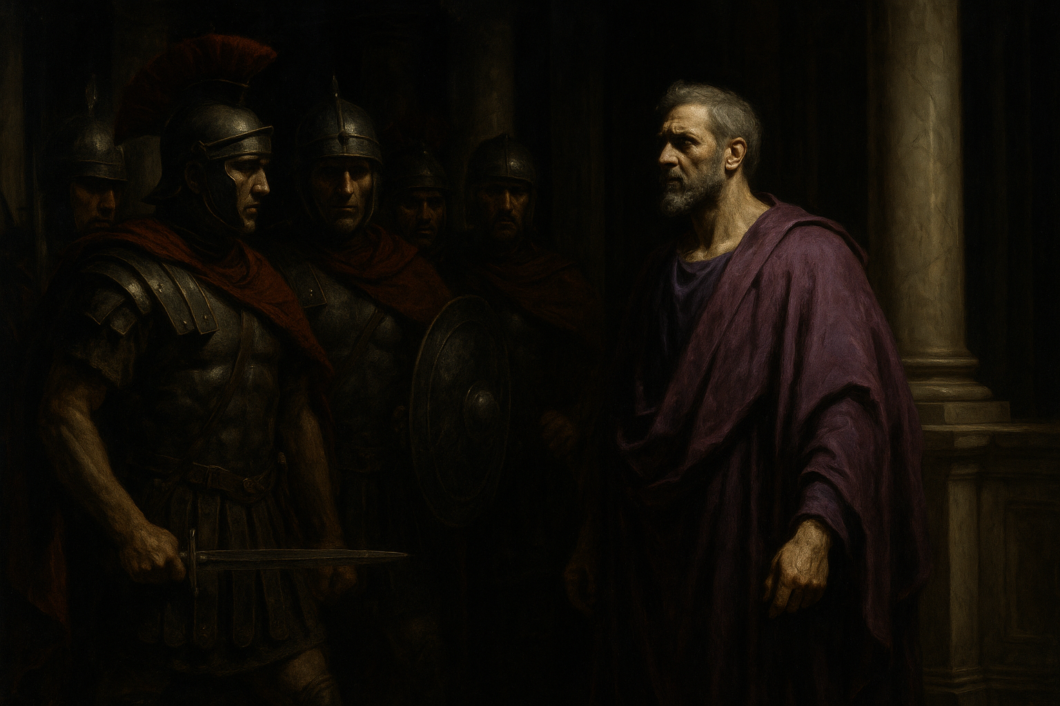 Praetorian Guards confronting Emperor Pertinax