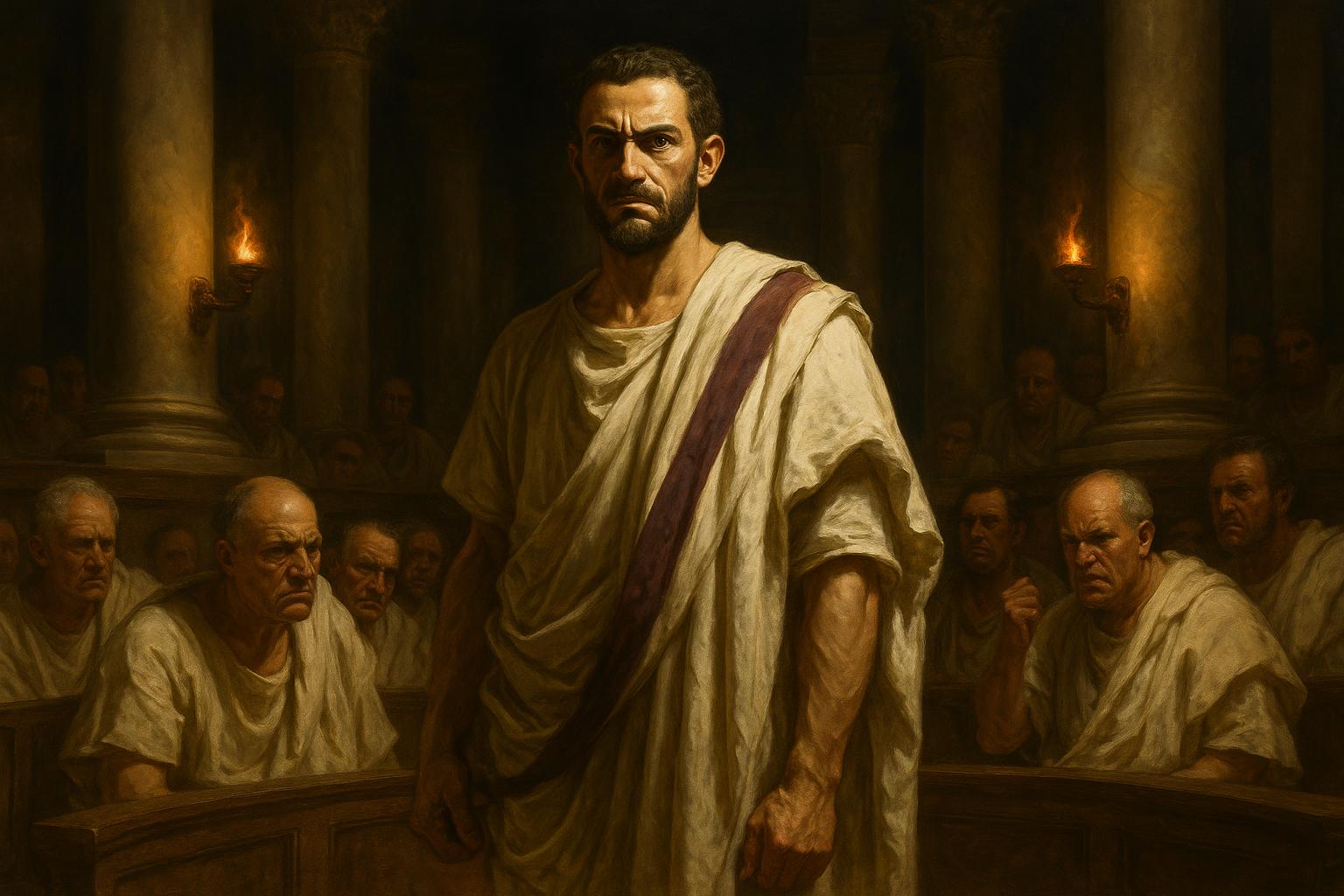 Cato the Younger filibustering in the Roman Senate