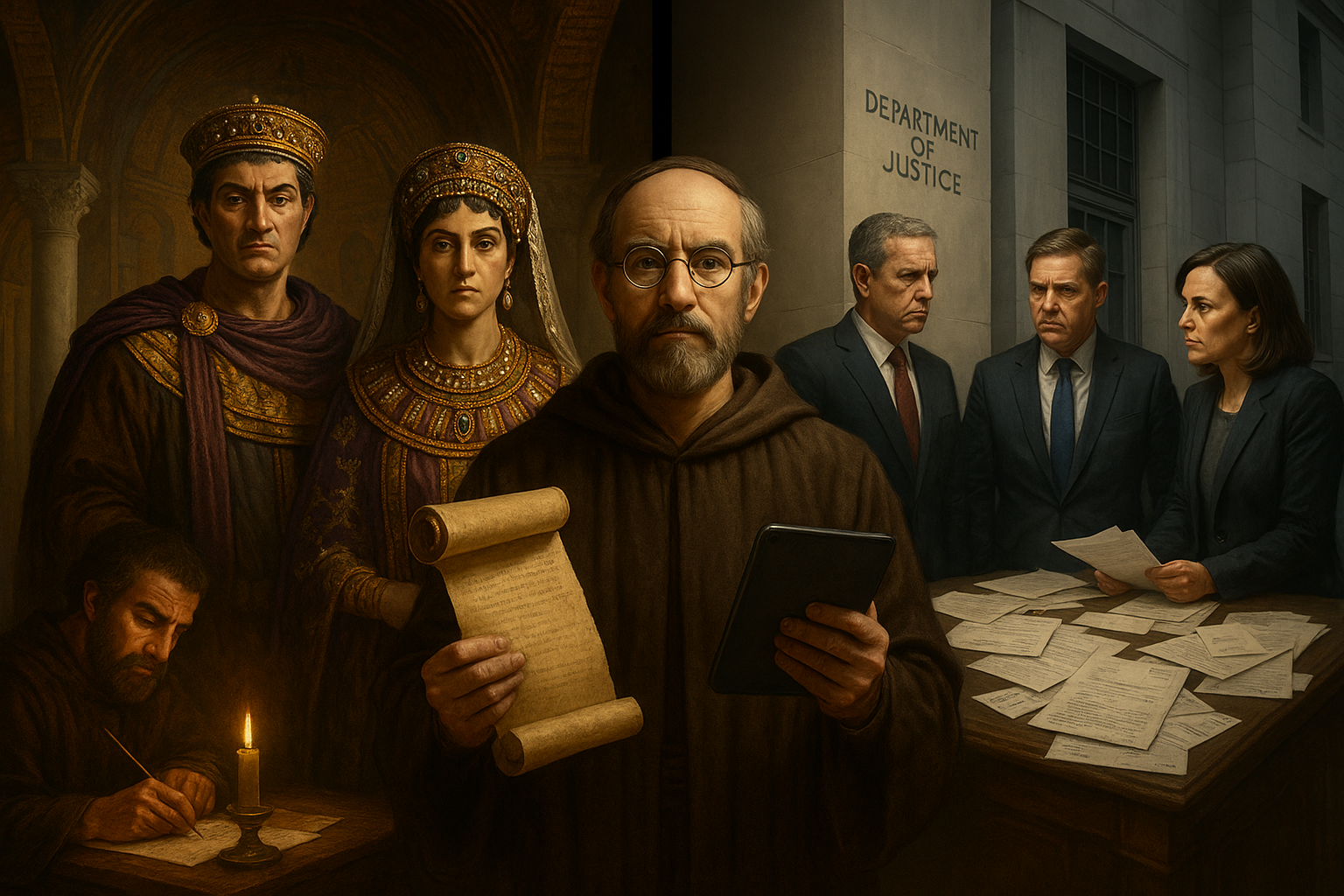 Byzantine Emperor Justinian and modern DOJ investigation parallel