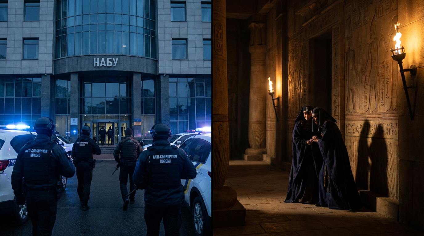 Modern Ukraine corruption raid vs Ancient Egyptian palace conspiracy