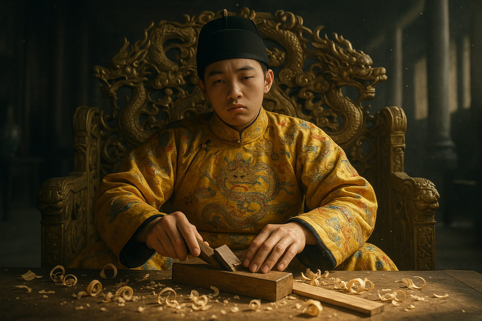 Tianqi Emperor at carpentry