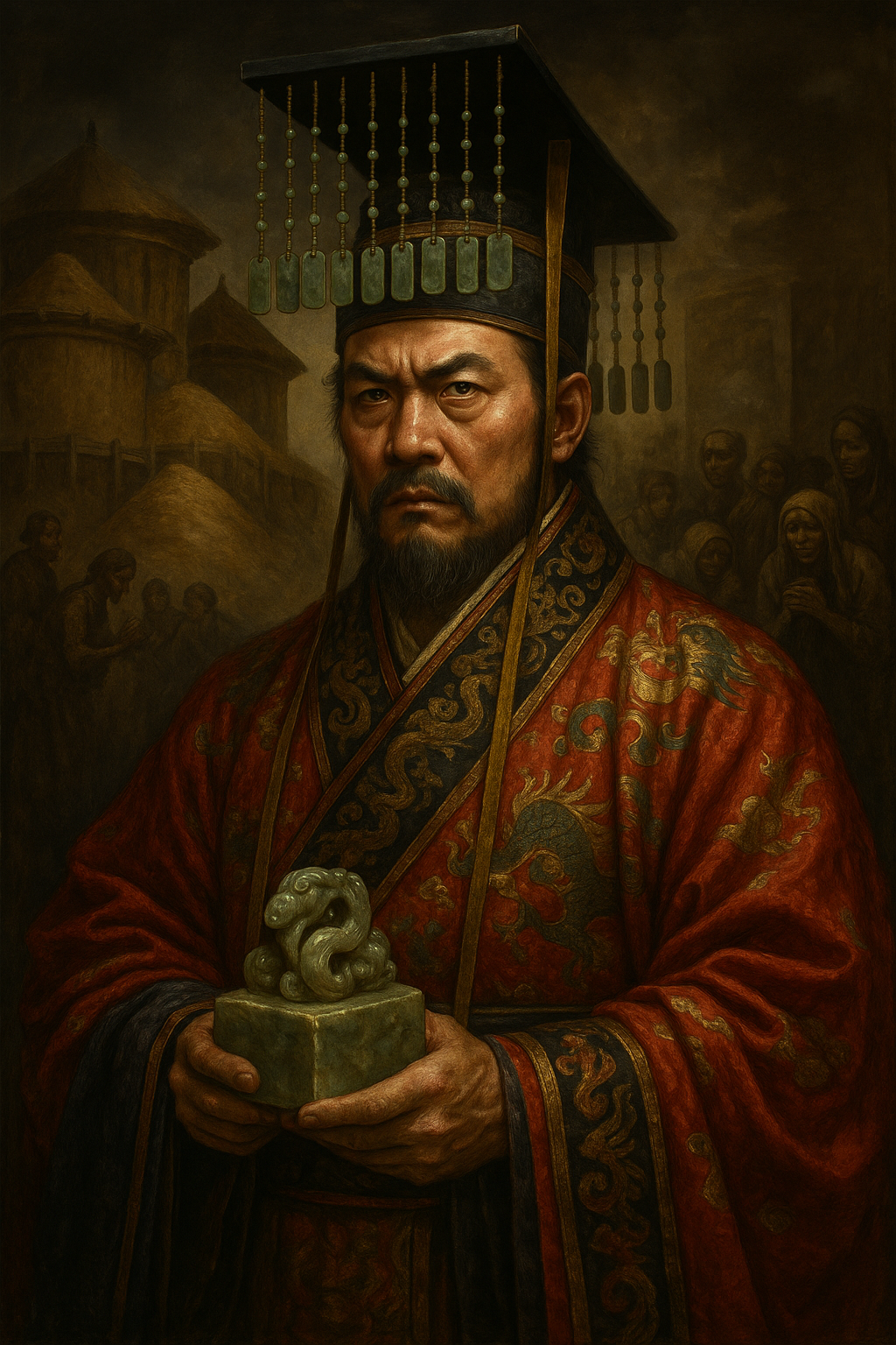 Portrait of Emperor Wang Mang holding jade seal
