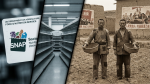 Split screen showing modern SNAP benefits and historical Chinese famine
