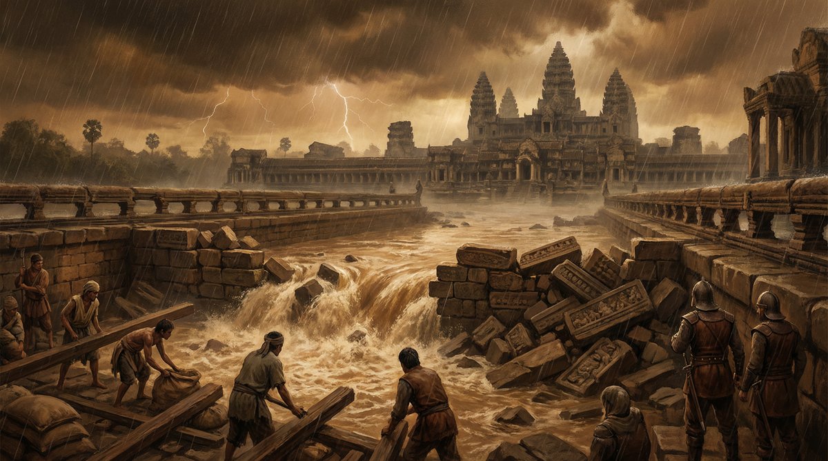 The catastrophic flooding and collapse of Angkor's hydraulic system