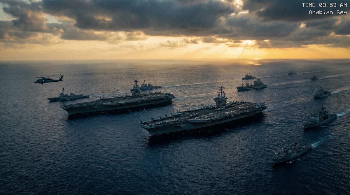 US Navy carrier strike groups in the Arabian Sea, February 2026