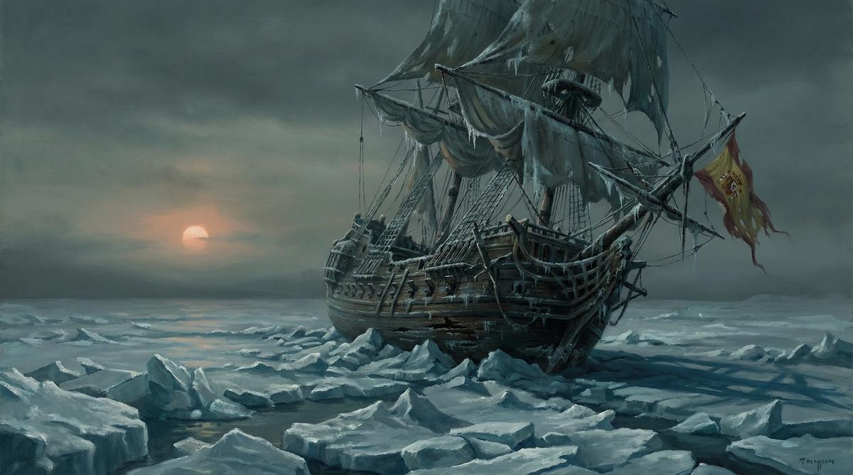 Spanish galleon trapped in frozen sea - empire in decline