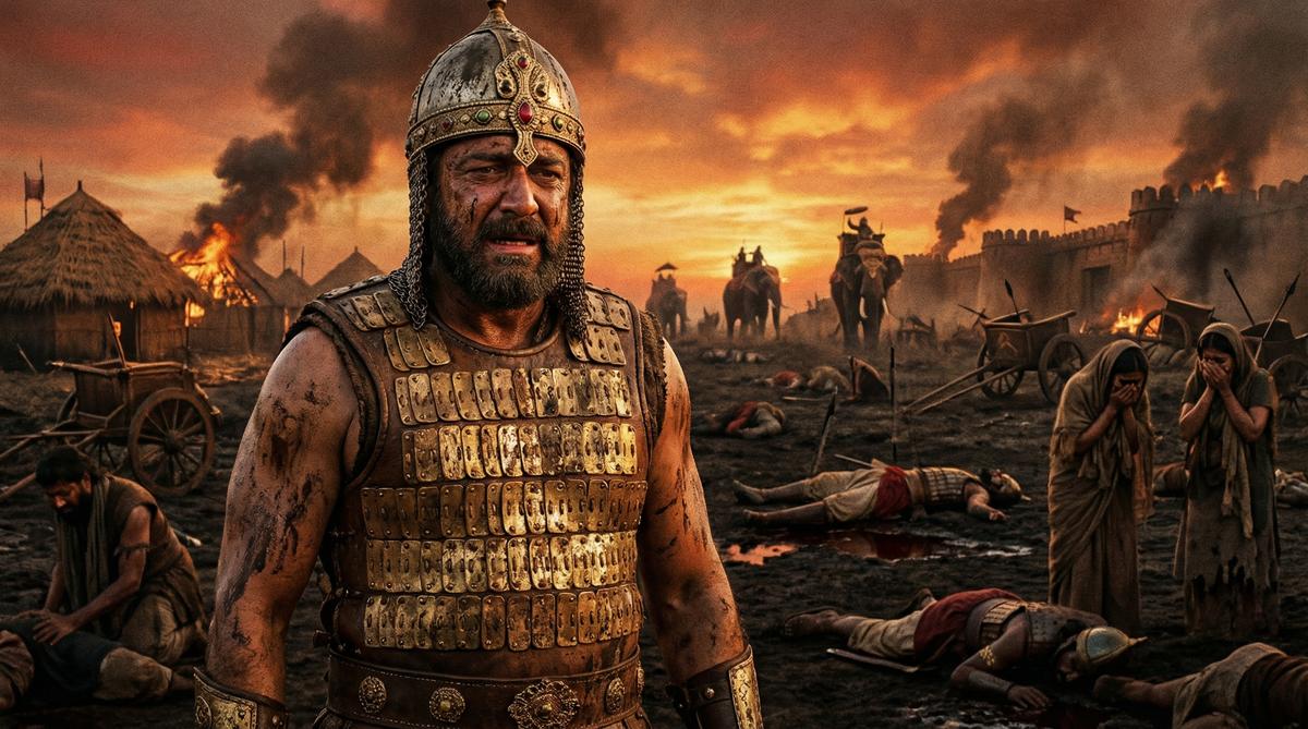 Emperor Ashoka on the battlefield of Kalinga, 261 BCE