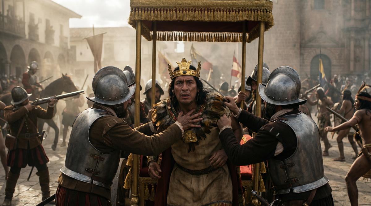 Capture of Atahualpa by Spanish conquistadors at Cajamarca