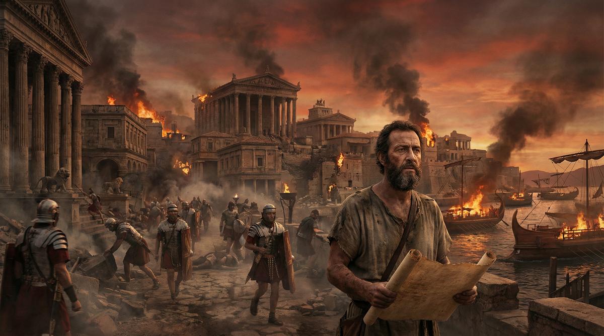 The destruction of Carthage by Rome in 146 B.C.