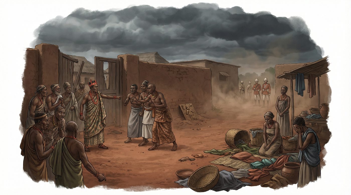 Benin under internal strain as royal factions and civil disorder weaken the kingdom before outside domination