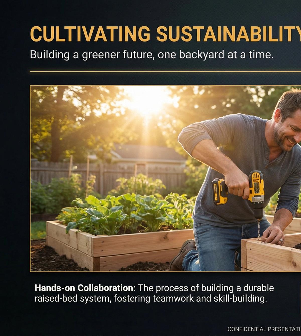 American family building garden