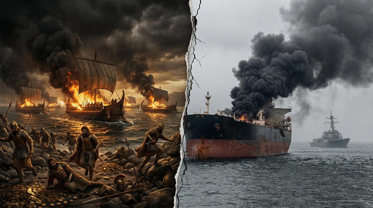 Achaemenid Persian Empire fleet vs modern Strait of Hormuz crisis